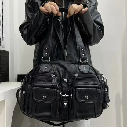Inès | Large Retro Multi-Pocket Shoulder Bag
