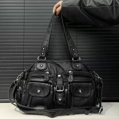 Inès | Large Retro Multi-Pocket Shoulder Bag