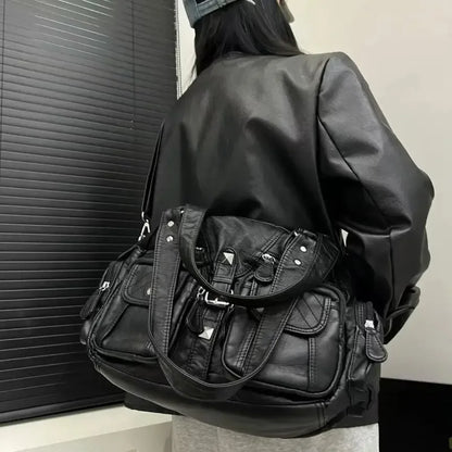 Inès | Large Retro Multi-Pocket Shoulder Bag