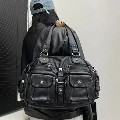 Inès | Large Retro Multi-Pocket Shoulder Bag