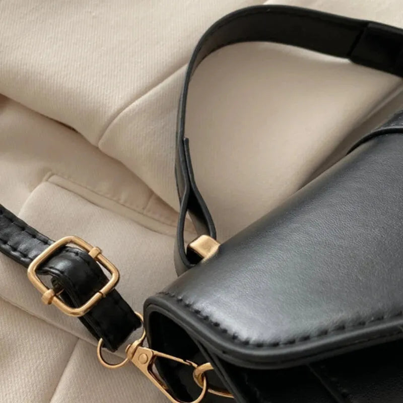 Isaline | Small Flap Shoulder Bag with Gold Details