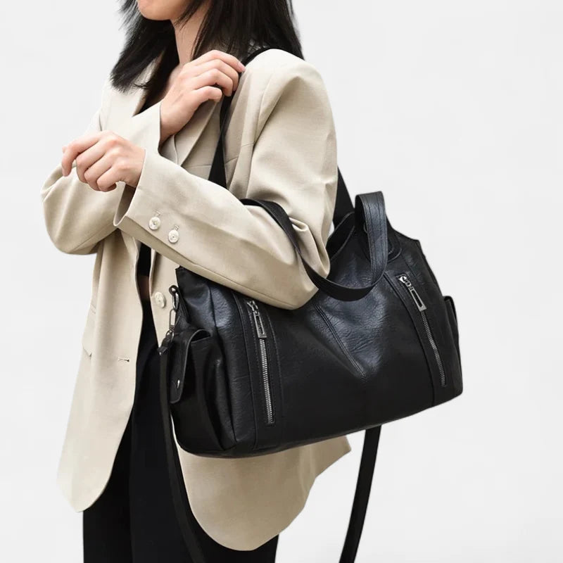 Léonie | Large Retro Multi-Pocket Shoulder Bag