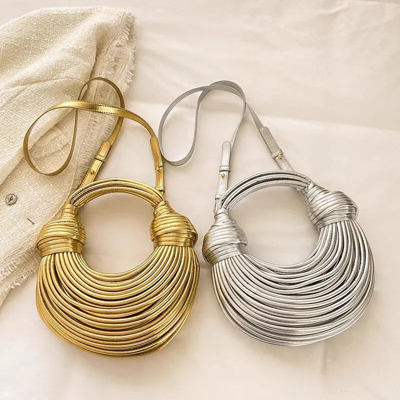 Lina | Chic Woven Half-Moon Shoulder Bag