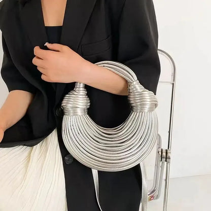 Lina | Chic Woven Half-Moon Shoulder Bag