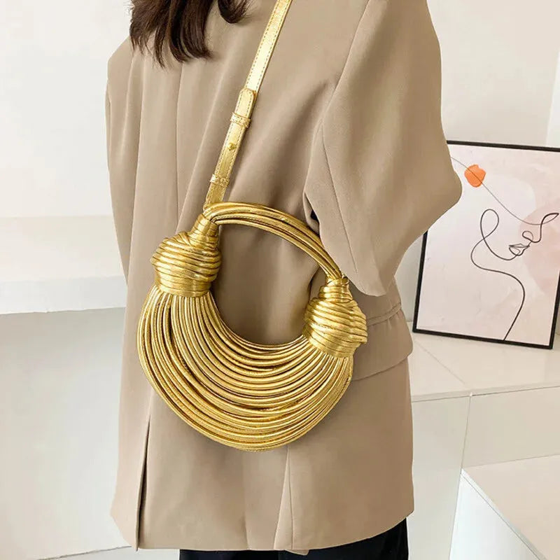 Lina | Chic Woven Half-Moon Shoulder Bag
