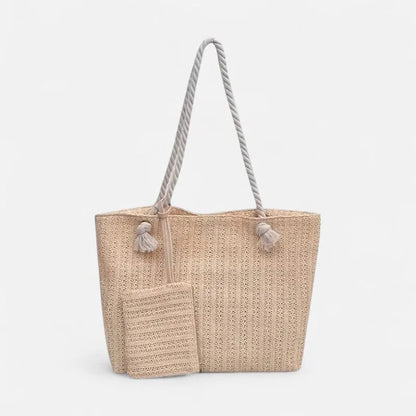 Livia | Straw Tote with Rope Handles & Pouch