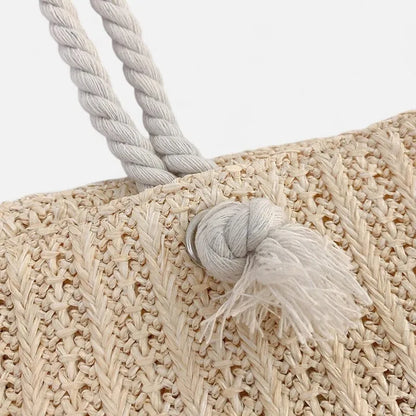 Livia | Straw Tote with Rope Handles & Pouch