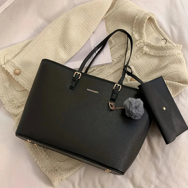 Livia bolso tote con pompón y bolsito a juego 2