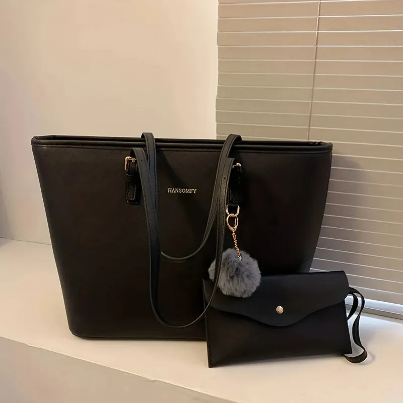Livia bolso tote con pompón y bolsito a juego 3
