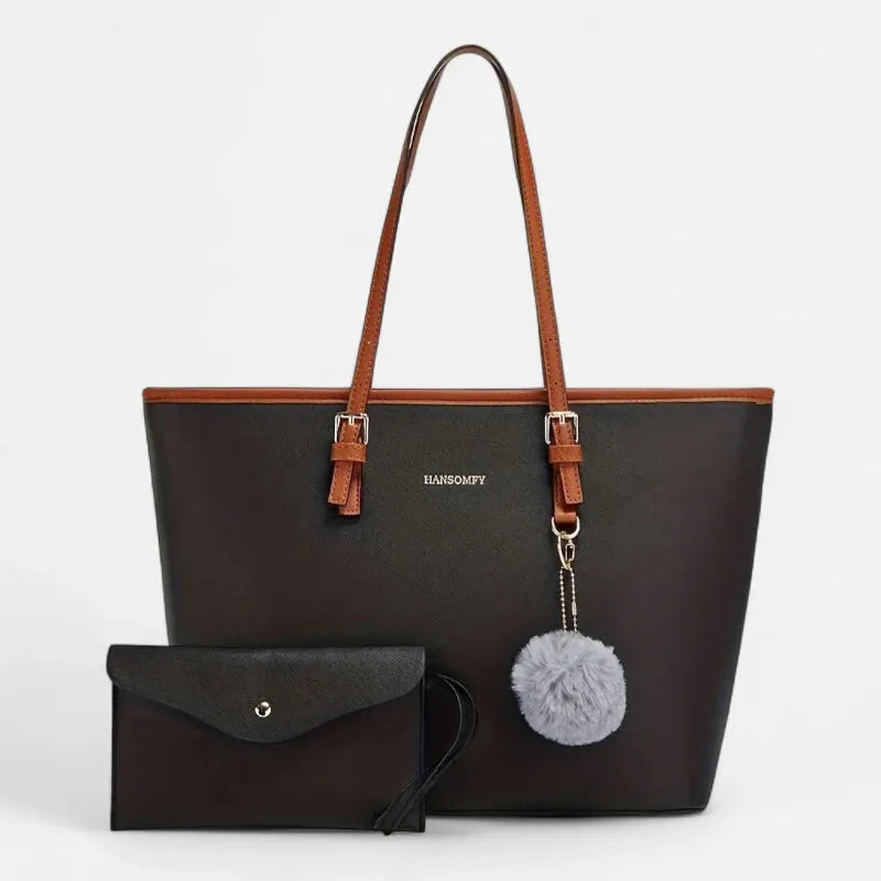 Livia bolso tote con pompón y bolsito a juego 4