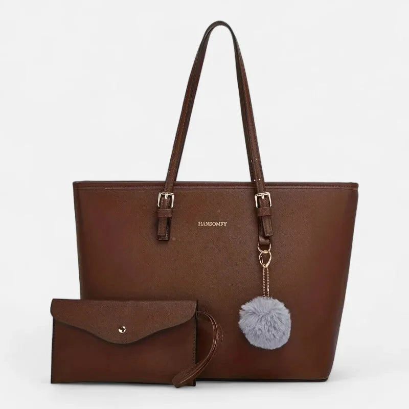 Livia bolso tote con pompón y bolsito a juego 5