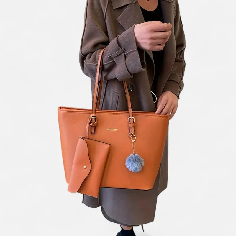 Livia bolso tote con pompón y bolsito a juego 6