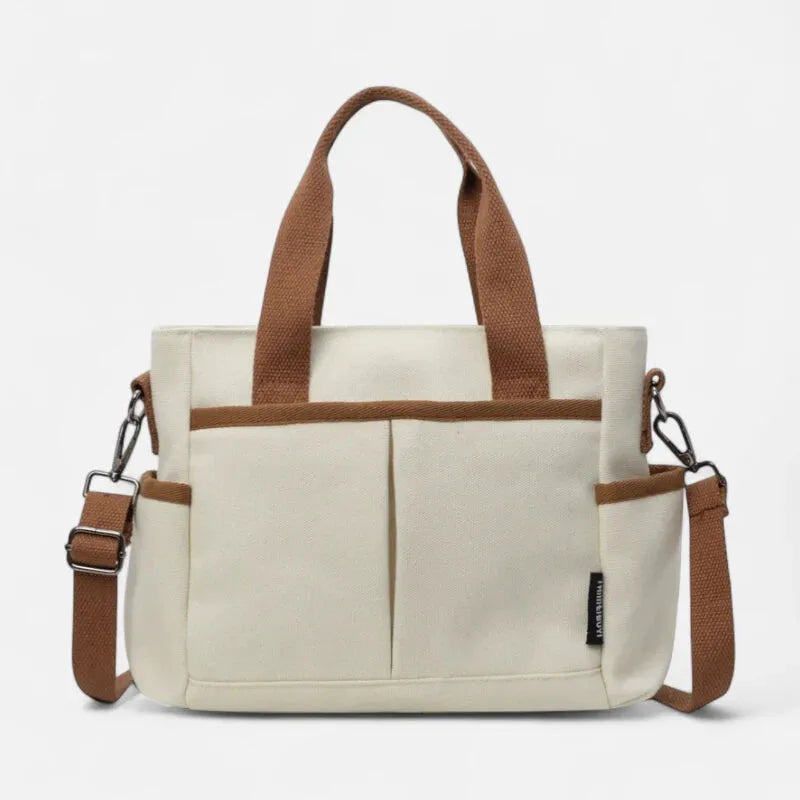 Louna | Canvas Tote with Exterior Pockets