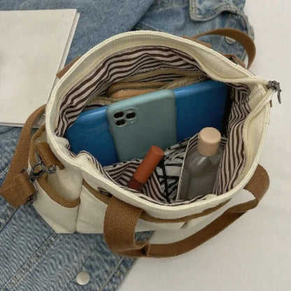 Louna | Canvas Tote with Exterior Pockets
