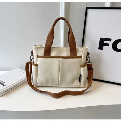Louna | Canvas Tote with Exterior Pockets