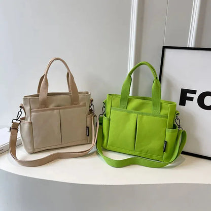 Louna | Canvas Tote with Exterior Pockets