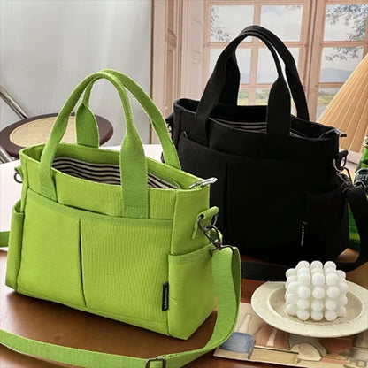 Louna | Canvas Tote with Exterior Pockets