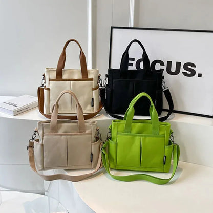 Louna | Canvas Tote with Exterior Pockets