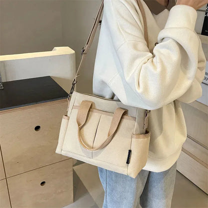 Louna | Canvas Tote with Exterior Pockets
