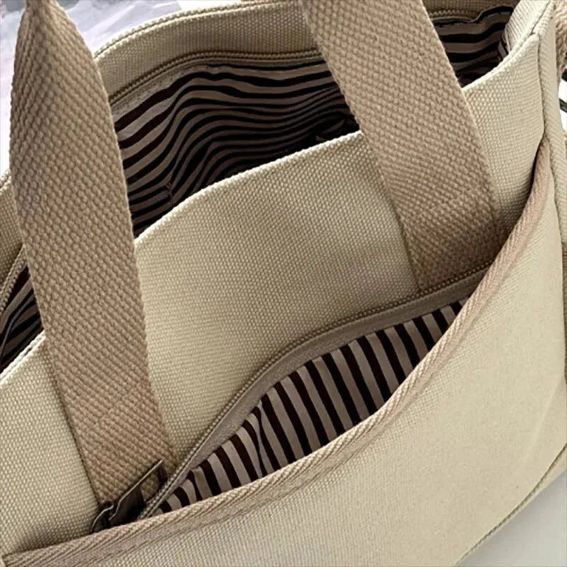 Louna | Canvas Tote with Exterior Pockets