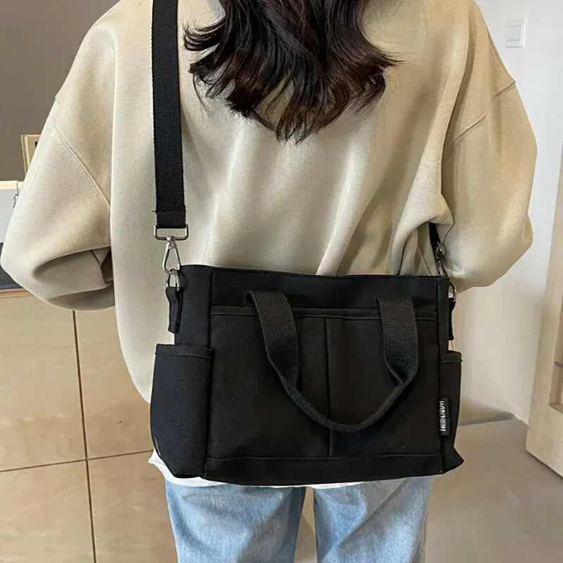 Louna | Canvas Tote with Exterior Pockets