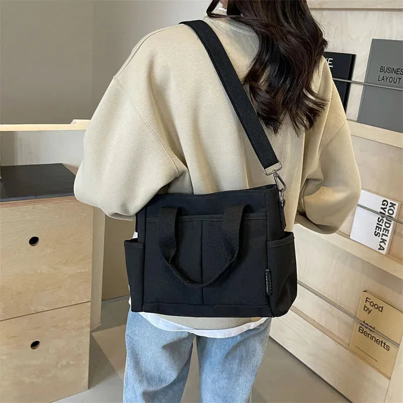 Louna | Canvas Tote with Exterior Pockets