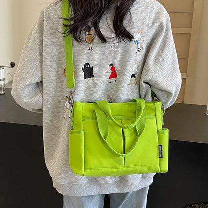Louna | Canvas Tote with Exterior Pockets