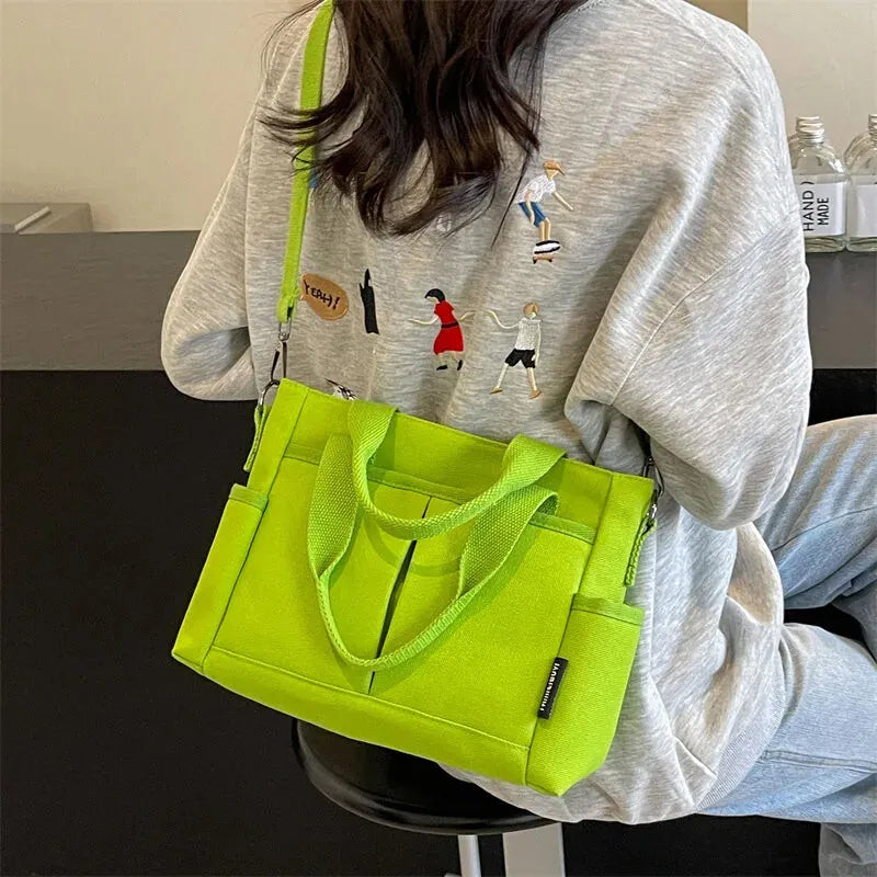 Louna | Canvas Tote with Exterior Pockets