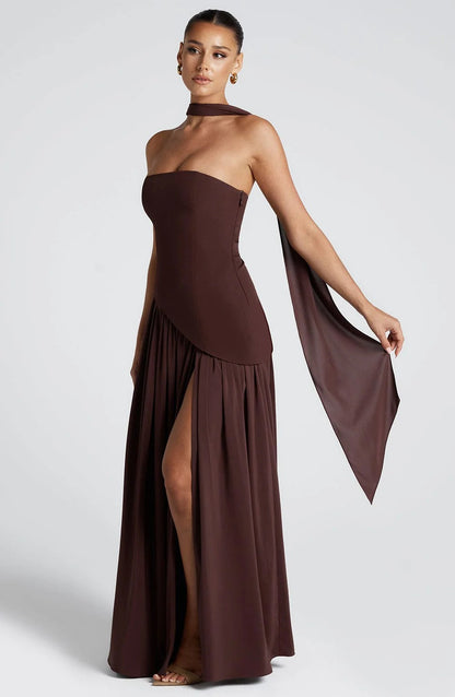 Palmora Society - Lucinda | Vestido Maxi Palabra de Honor con Pañuelo - foto 10