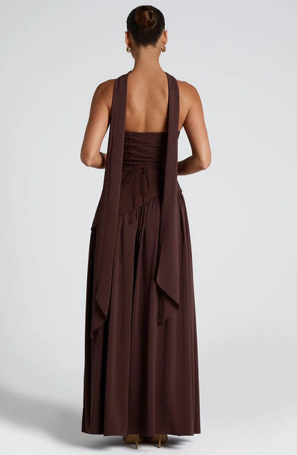 Palmora Society - Lucinda | Vestido Maxi Palabra de Honor con Pañuelo - foto 11
