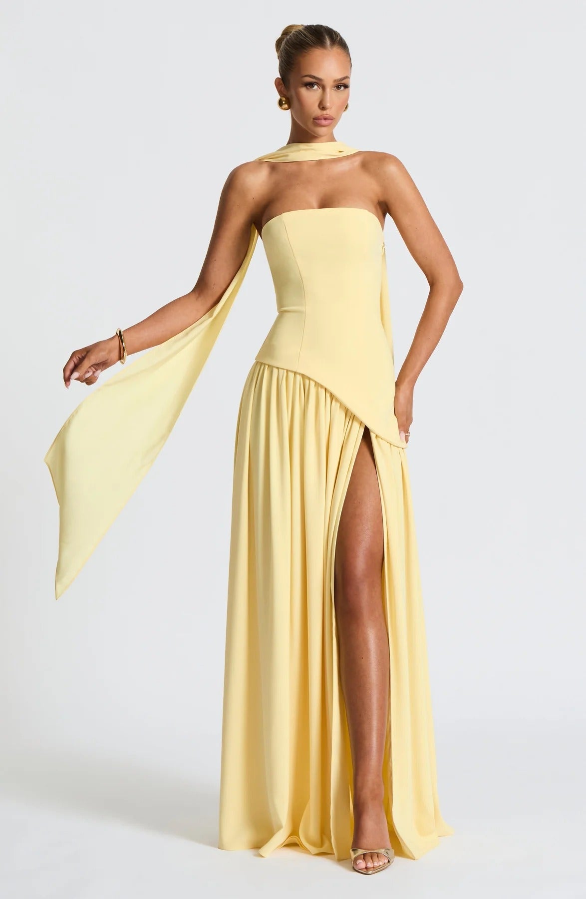 Palmora Society - Lucinda | Vestido Maxi Palabra de Honor con Pañuelo - foto 3