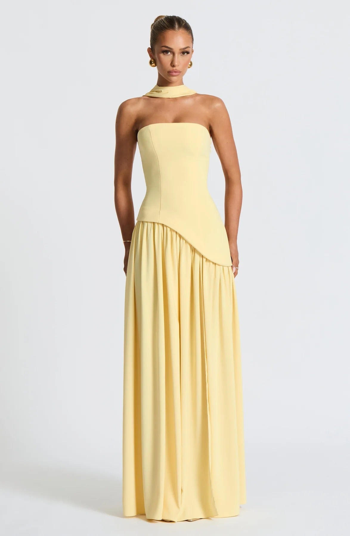 Palmora Society - Lucinda | Vestido Maxi Palabra de Honor con Pañuelo - foto 4