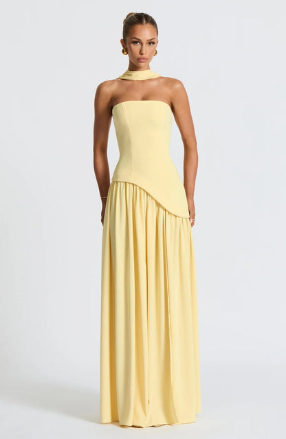 Palmora Society - Lucinda | Vestido Maxi Palabra de Honor con Pañuelo - foto 4