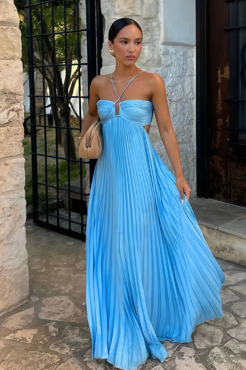 Palmora Society - Luella | Vestido Maxi Halter Plisado - foto 1