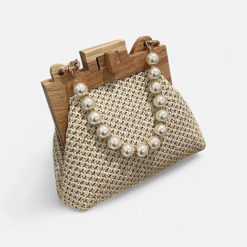Maïa | Small Straw Bag with Pearl Handles