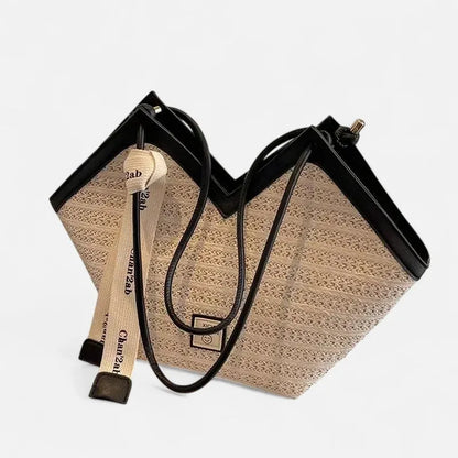 Mila | Straw Tote with Ribbon Trim