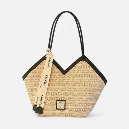 Mila | Straw Tote with Ribbon Trim