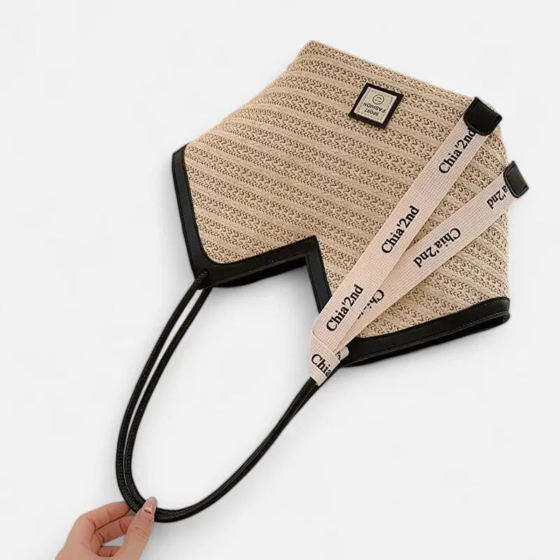 Mila | Straw Tote with Ribbon Trim