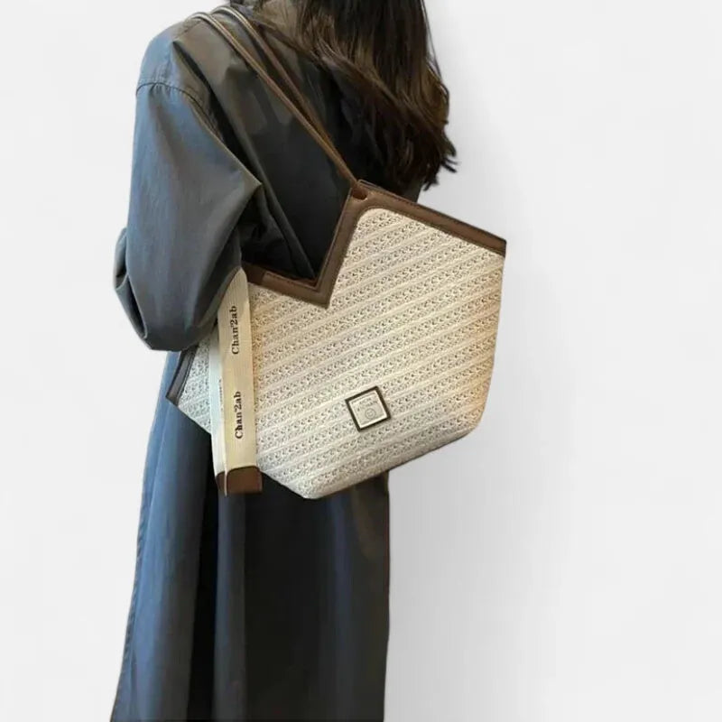 Mila | Straw Tote with Ribbon Trim