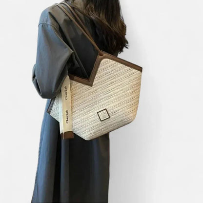Mila | Straw Tote with Ribbon Trim