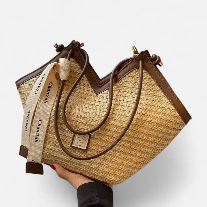 Mila | Straw Tote with Ribbon Trim