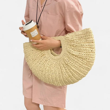 Naïa | Large Half-Moon Straw Bag