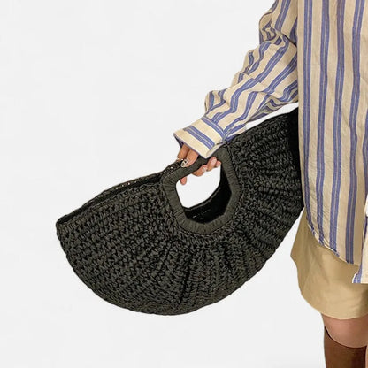 Naïa | Large Half-Moon Straw Bag