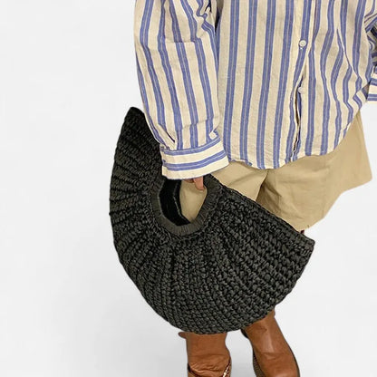 Naïa | Large Half-Moon Straw Bag