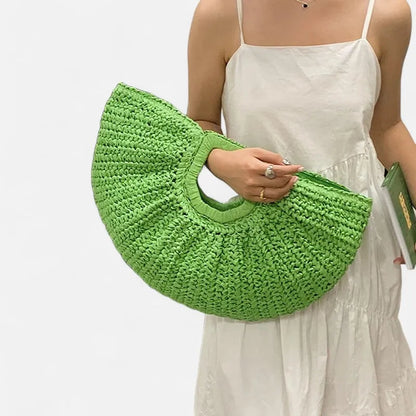 Naïa | Large Half-Moon Straw Bag
