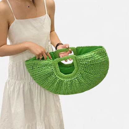 Naïa | Large Half-Moon Straw Bag