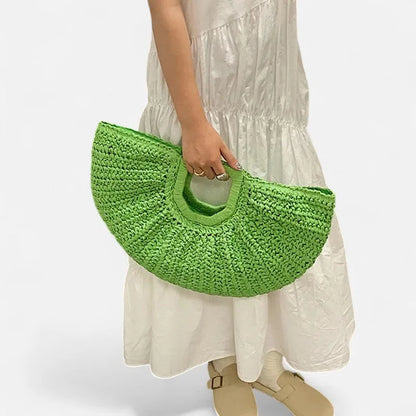 Naïa | Large Half-Moon Straw Bag