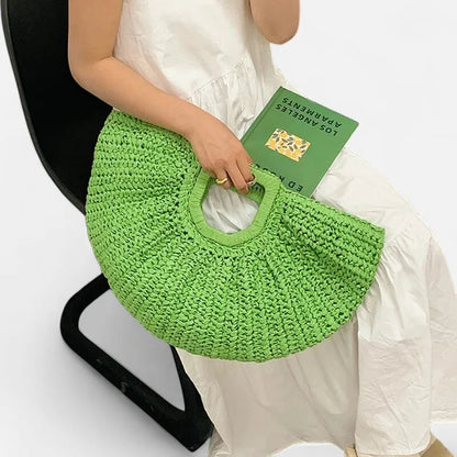 Naïa | Large Half-Moon Straw Bag