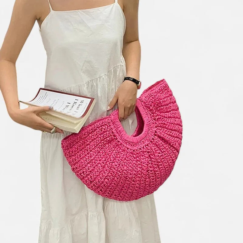 Naïa | Large Half-Moon Straw Bag