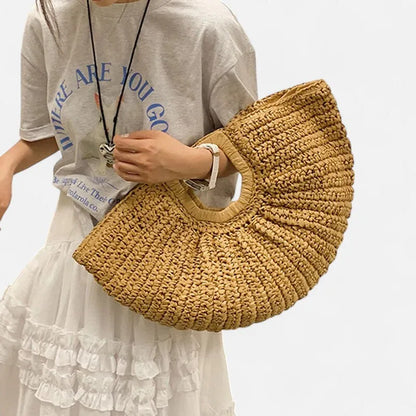 Naïa | Large Half-Moon Straw Bag